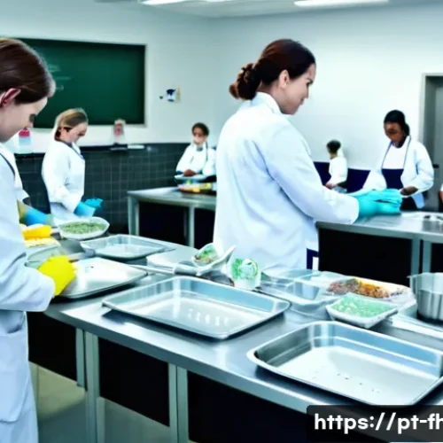 식품위생관리사 추천 자격증 학원 - A professional classroom setting with diverse adult students attentively participating in a food hyg...