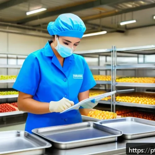 Home 30 식품위생관리사의 주요 역할과 책임 - A professional food safety manager in a modern Brazilian food production facility, wearing a clean u...
